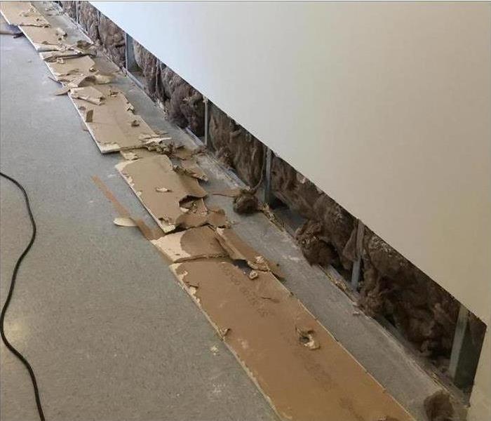 A flood cut along the wall in this home after a flood